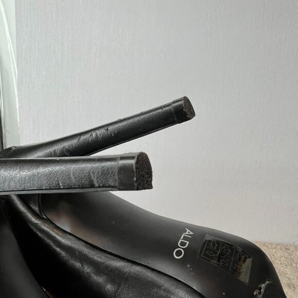 Aldo Black Pointy Toe Ankle Buckle Stiletto Heels Size 8.5 - Picture 7 of 13